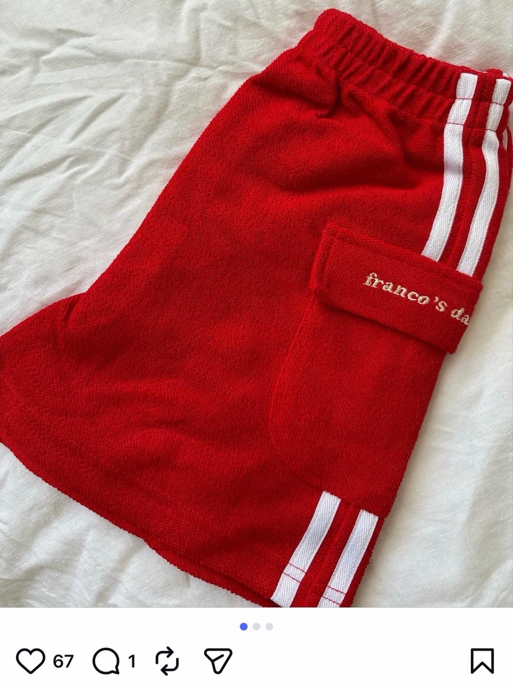 Franco’s Dad Red French Terry Cargo Shorts Size 1